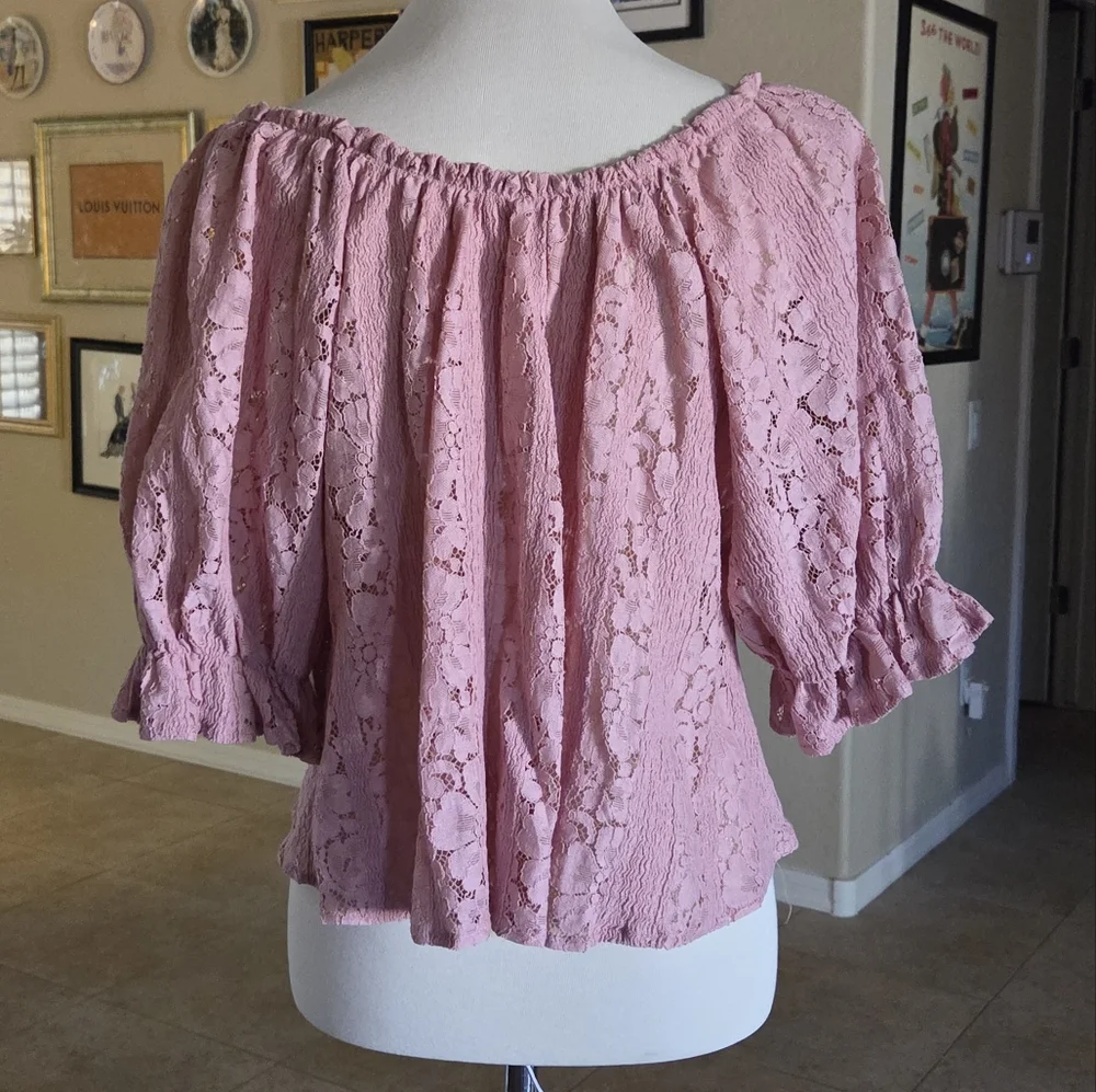 Free People Pink Stacey Convertible Lace Crop Top‎ NWT